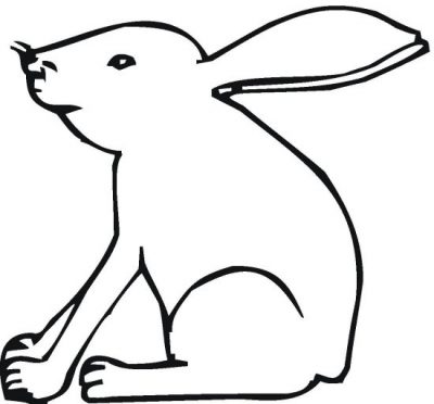 Left-facing Silhouette Bunny Coloring Page