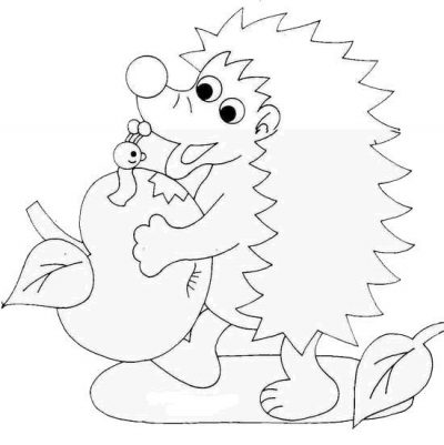 Apple and Hedgehog Coloring Page