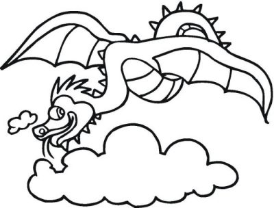 Delighful Dragon in the Sky Dragon Coloring Page