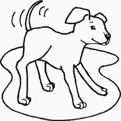 Dog Wagging Tail Domestic Animal Coloring Page
