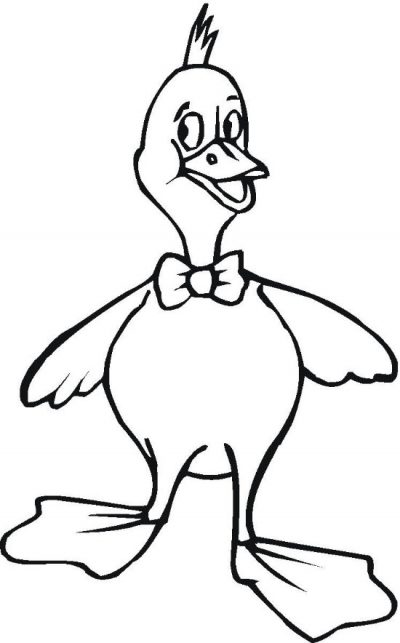 Duck With Tie Coloring Page