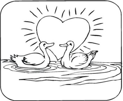 Ducks In Love Coloring Pages