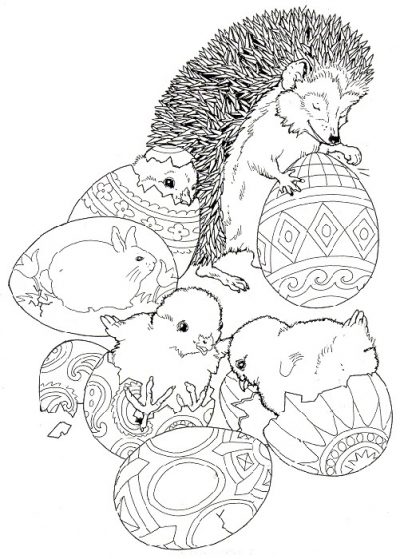 Easter Hedgehog Coloring Page