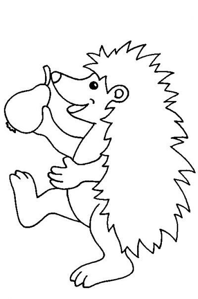 Fruit and Hedgehog Coloring Page