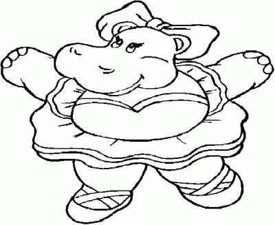 Girly Hippopotamus Coloring Page