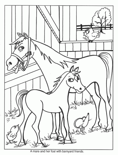 Happy Mom Horse Coloring Page