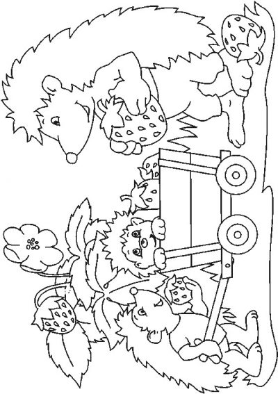 Hedgehog Family Coloring Page