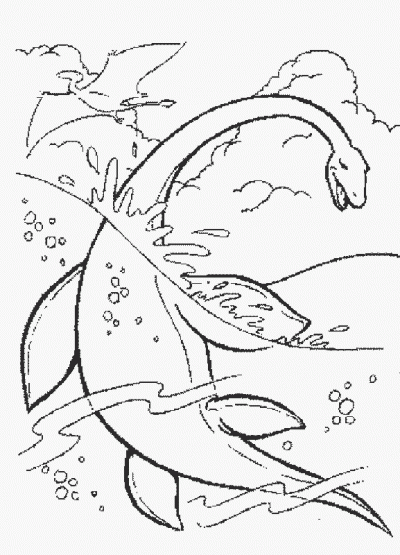 Loch Ness Dinosaur Coloring Page