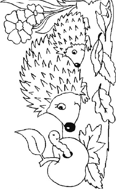 Prickly Parent Hedgehog Coloring Page