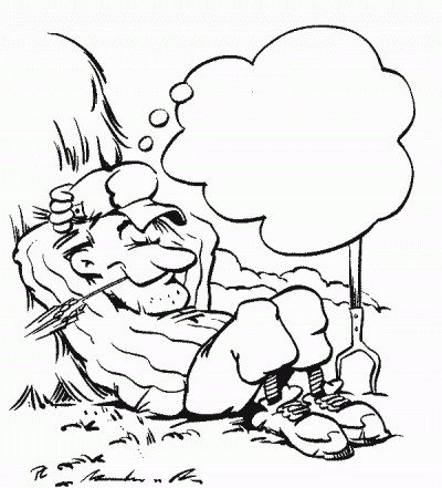 Resting Farmer General Animal Coloring Page