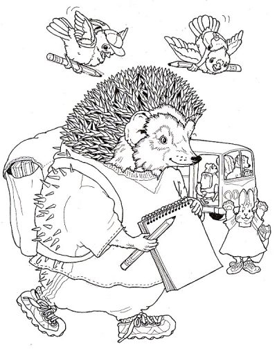 Schoolboy Hedgehog Coloring Page