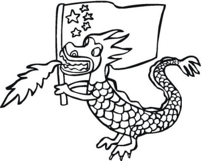 Dragon and Flag Dragon Coloring Page