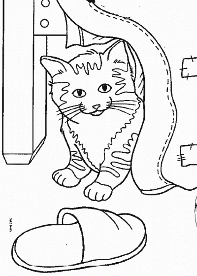 Blanket Kitten Coloring Page