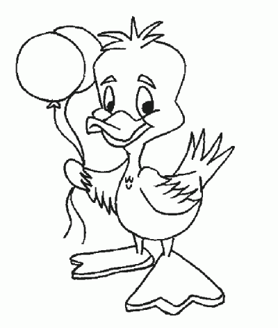Duck and Balloons Coloring Page