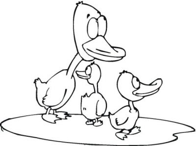 Duck and Ducklings Coloring Page