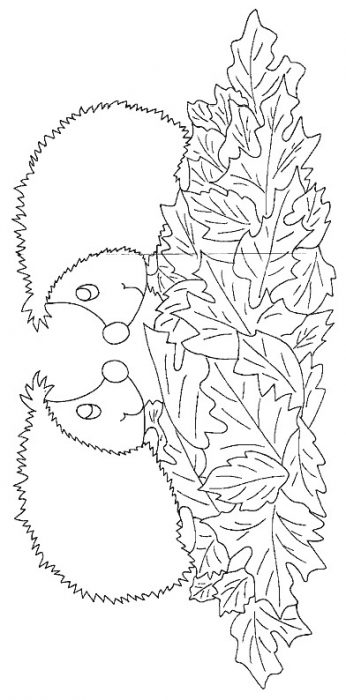 Fall Leaves Hedgehog Coloring Page