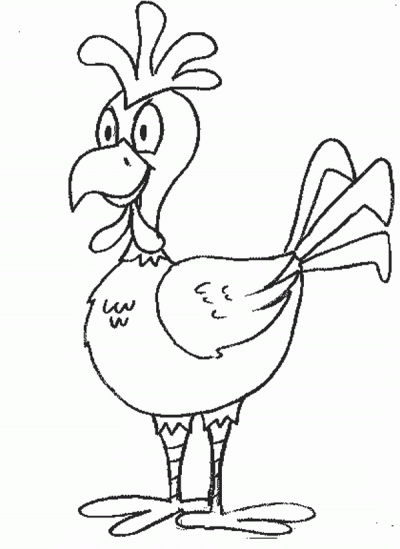 Funny Rooster Coloring Page