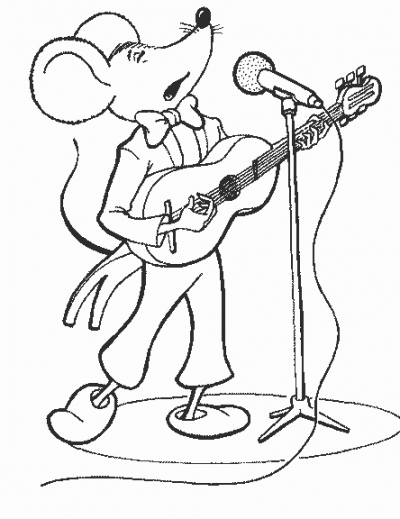 Guitar Playing Mice Coloring Page