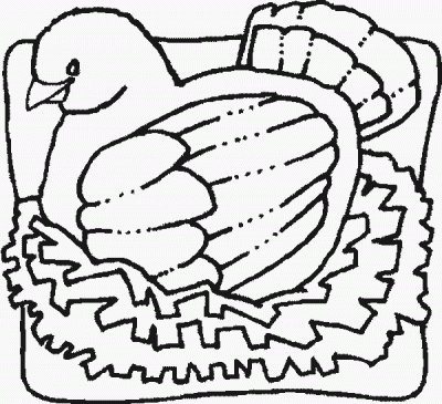 Hen On a Nest Fun Bird Coloring Page