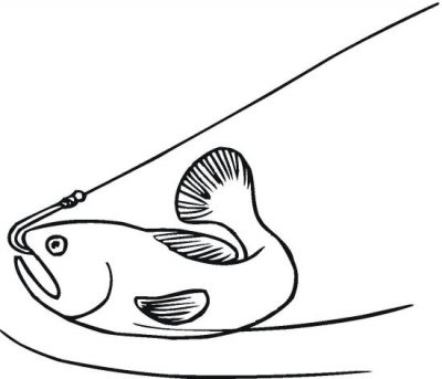 Hooked Fish Coloring Page