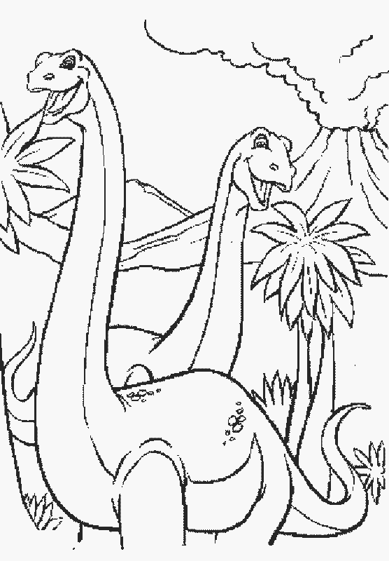 Lunching and Munching Dinosaur Coloring Page