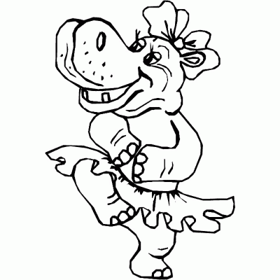 Marching Hippopotomus Coloring Page