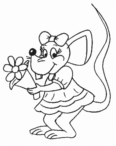 Mouse with Flowers Coloring Pages
