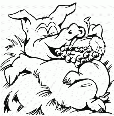 Pig In the Hay General Animal Coloring Page