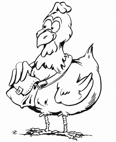 Traveling Chicken General Animal Coloring Page
