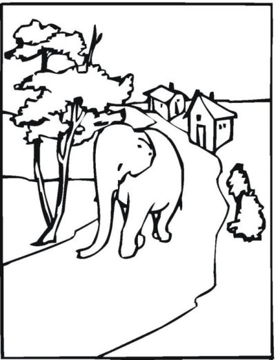 Working Elephant Coloring Page