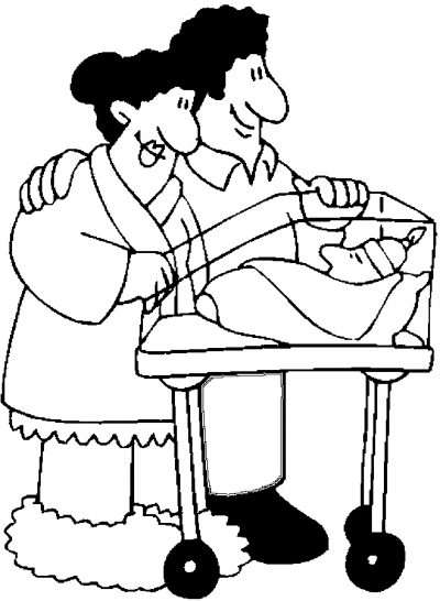 Admiring Newborn Coloring Page