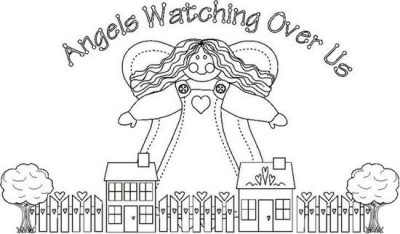 Angelswatchingoverusbw Coloring Page