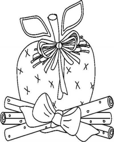 Applecinsticksbowbw Coloring Page