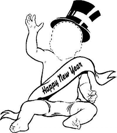 Baby New Year Frame Coloring Page