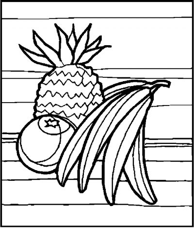 Bananas &amp; Pineapple Coloring Page