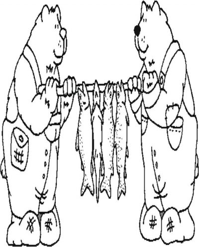 Bears Fishing Coloring Page