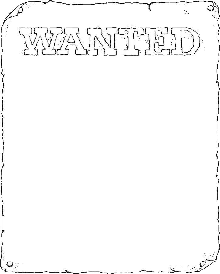 wanted poster coloring pages - photo #7
