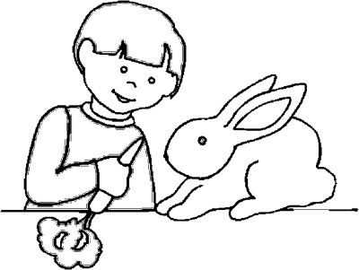 Boy &amp; Bunny Coloring Page