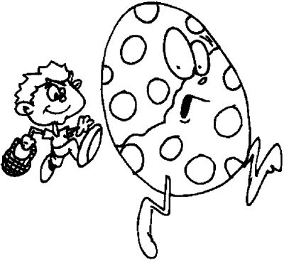 Boy Chasing Egg Coloring Page
