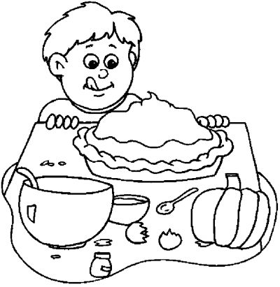 Boy &amp; Pumkin Pie Coloring Page