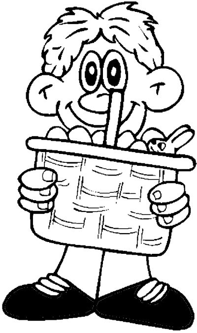 Boy With Basket Coloring Page