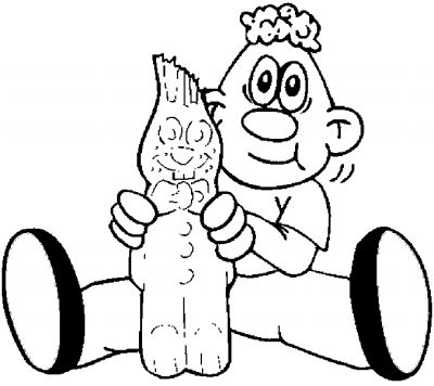 Boy With Chocolate Figure Coloring Page