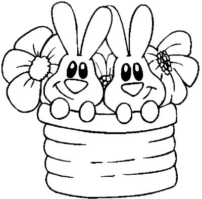 Bunnies &amp; Flowers Coloring Page
