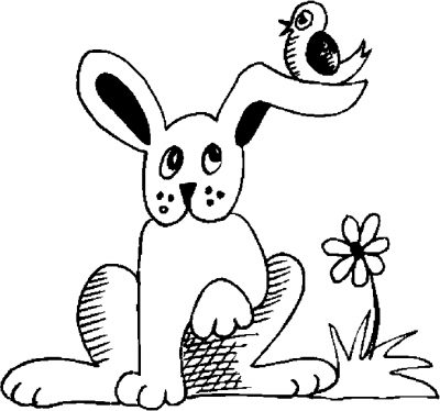 Bunny &amp; Bird Coloring Page