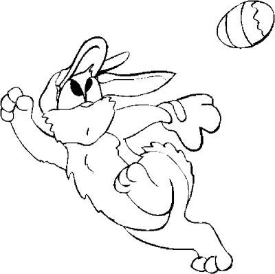 Bunny Catching Egg Coloring Page