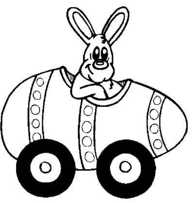 Bunny In Egg Car Coloring Page