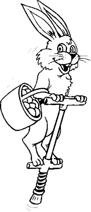 Bunny On Pogo Stick Coloring Page