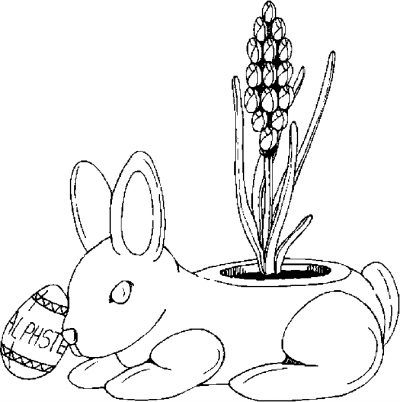 Bunny Planter Coloring Page