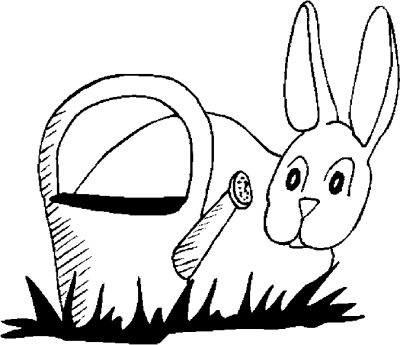 Bunny &amp; Watering Can Coloring Page