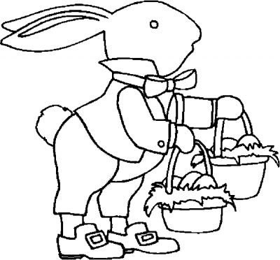 Bunny With Baskets Coloring Page